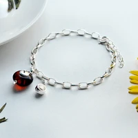 lotus fun real 925 sterling silver natural amber handmade fine jewelry vintage cute teapot bracelets for women bijoux