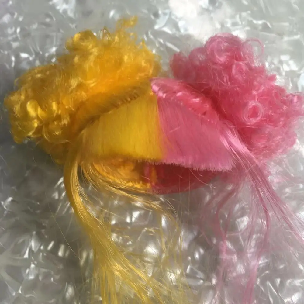 pink yellow wig Большая мода сестра кукла игрушка голова парик с телом дети luls кукла, набор игрушек дети DIY кукла часть игрушки девочка DIY туалетный игрушки части - Цвет: pink yellow wig