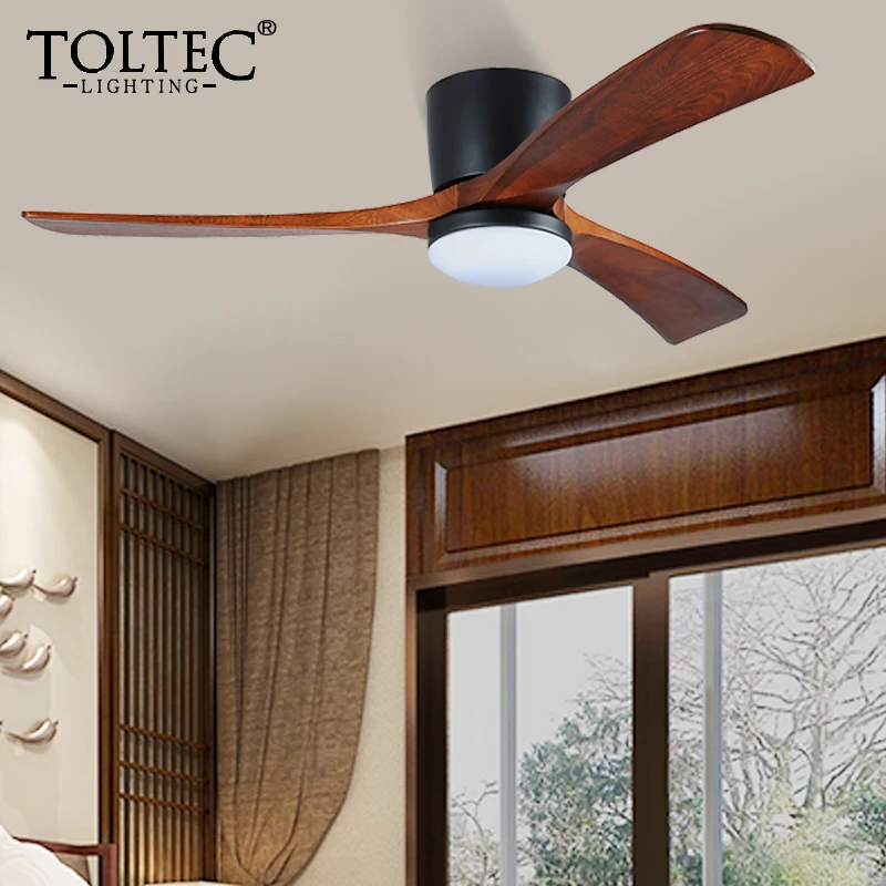 56 Inch Low Floor Solid Wood Black Ceiling Fan With Remote Control Roof Lighting Fan Ceiling Fans For Home Ventilador De Techo