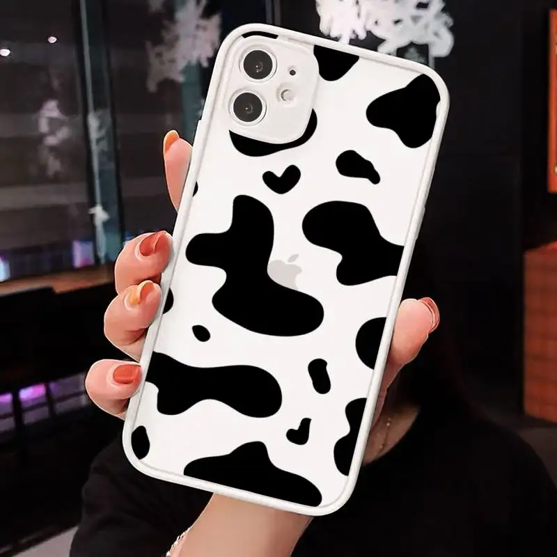 

cow Phone Case Clear matte transparent For white iPhone 7 8 x xs xr 11 12 pro plus max mini Funda
