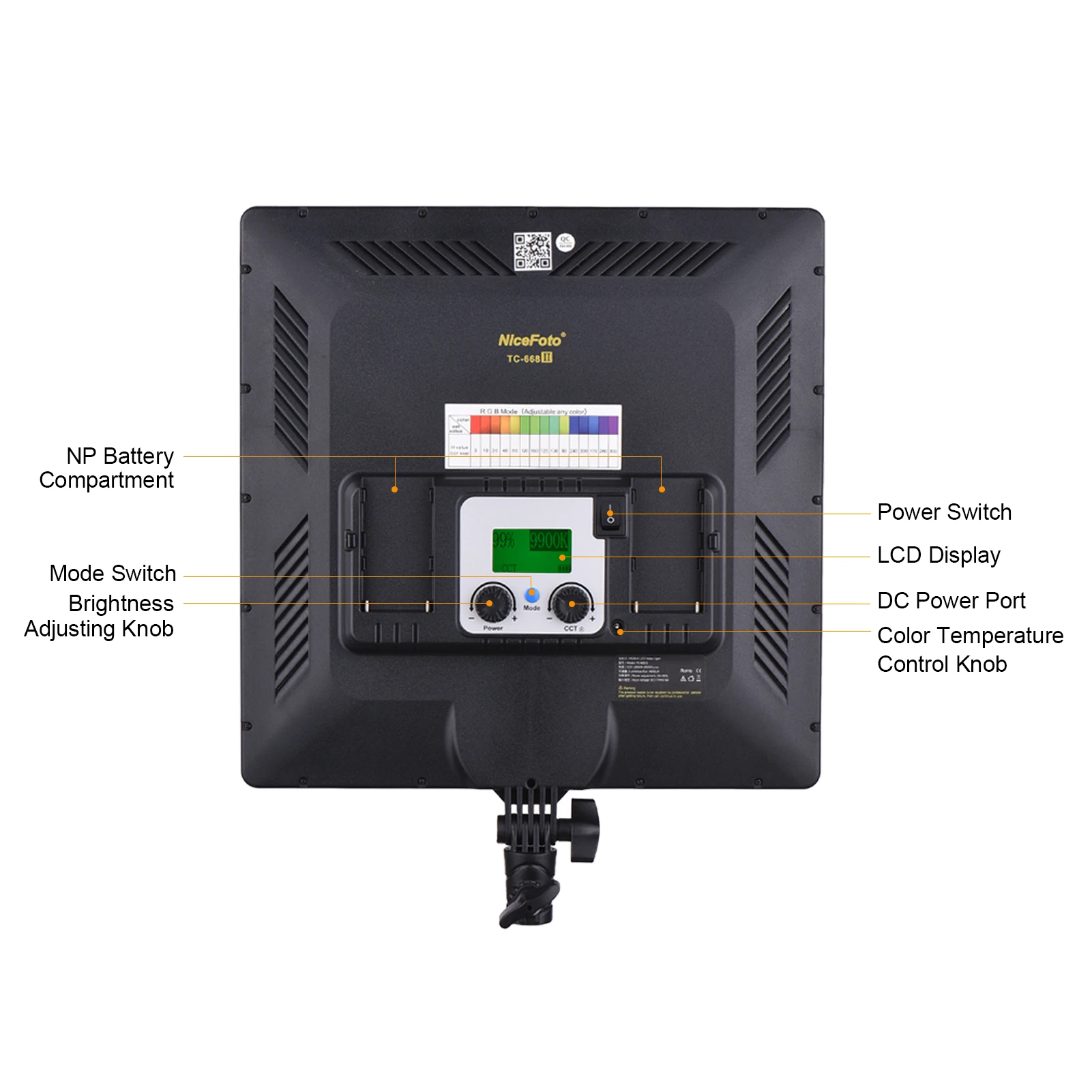 Beste Nicefoto TC-668 Ii Rgb Led Video Light Panel Fotografie Vulling Licht 2800K-9900K Lcd-scherm Voor Live Streaming Led Video Licht