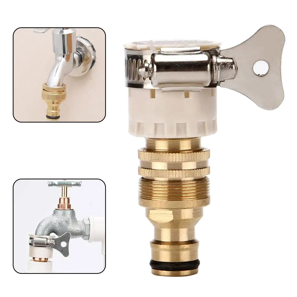 

Tap Adapter High Quality Brass Hose Tap Connector Kitchen Garden Threaded Faucet Water Hose Connector Adapter Replacement Fittie