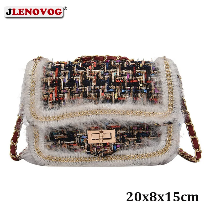 Женская сумка через плечо Классическая твидовая с клапаном шерстяная мини-сумка