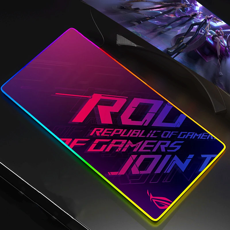Большой офисный коврик для мыши с Rgb-подсветкой Asus Rog игровой милые игровые