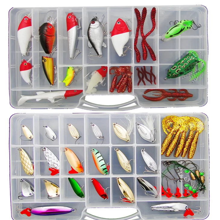 

Free shipping 81 pieces lure suit Lure soft bait lures fishing bait set freshwater bionic suit with sequins