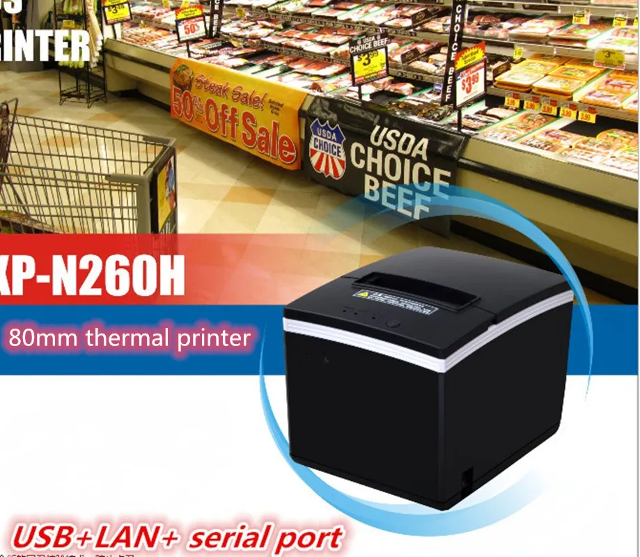 Новинка 80 мм чековый POS принтер автоматический термальный для чеков с тремя