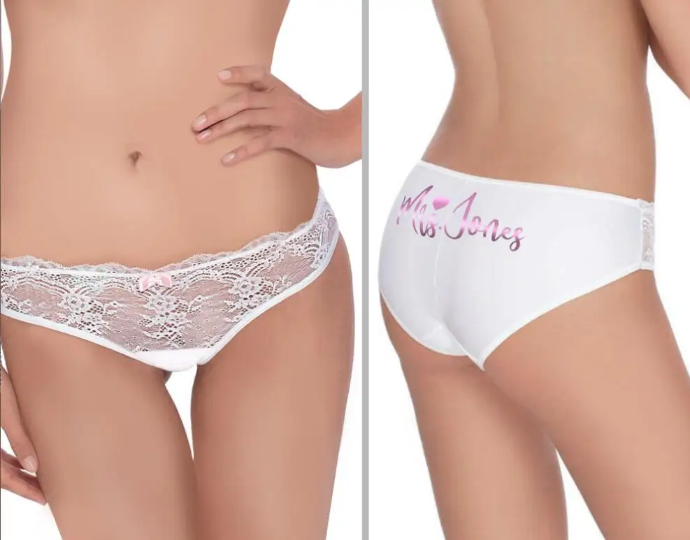 Индивидуализированные трусики невесты кружевное нижнее белье на заказ для