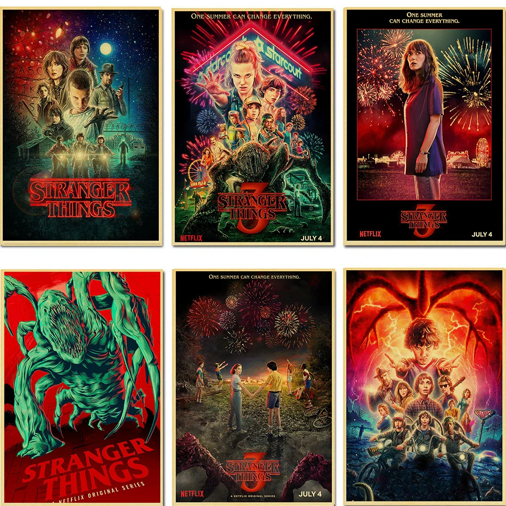 ТВ странные вещи Сезон 3 плакаты печать на крафт бумаге для дома Бар декор комнаты