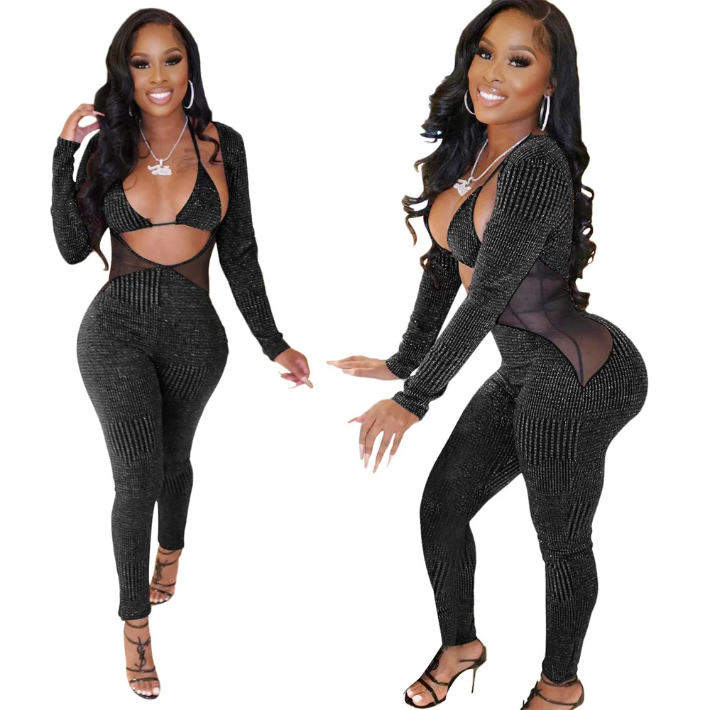 Облегающий клубный комбинезон соблазнительные женские облегающие Комбинезоны