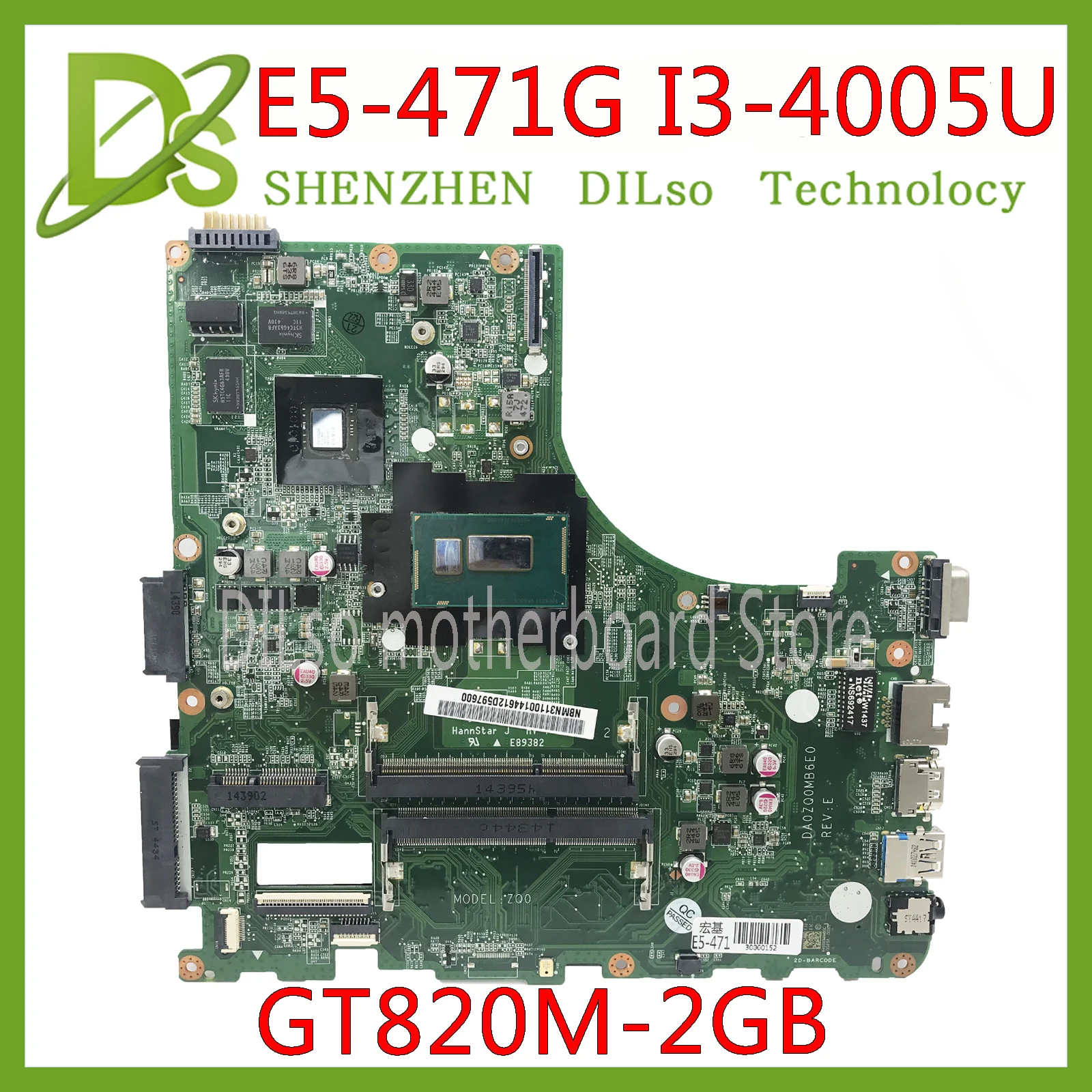 Preise KEFU DA0ZQ0MB6E0 Für Acer Aspire E5-471 E5-471G V3-472P Laptop Motherboard I3-4005U CPU Mit GT820M GPU Original Mainboard