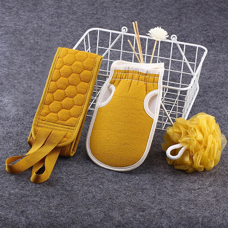 

3pcs/set Body Cleaning Washcloth Bath Gloves Brush Home Bath Shower Ball Back Scrubber Set Exfoliating Skin Towel Bath Gloves