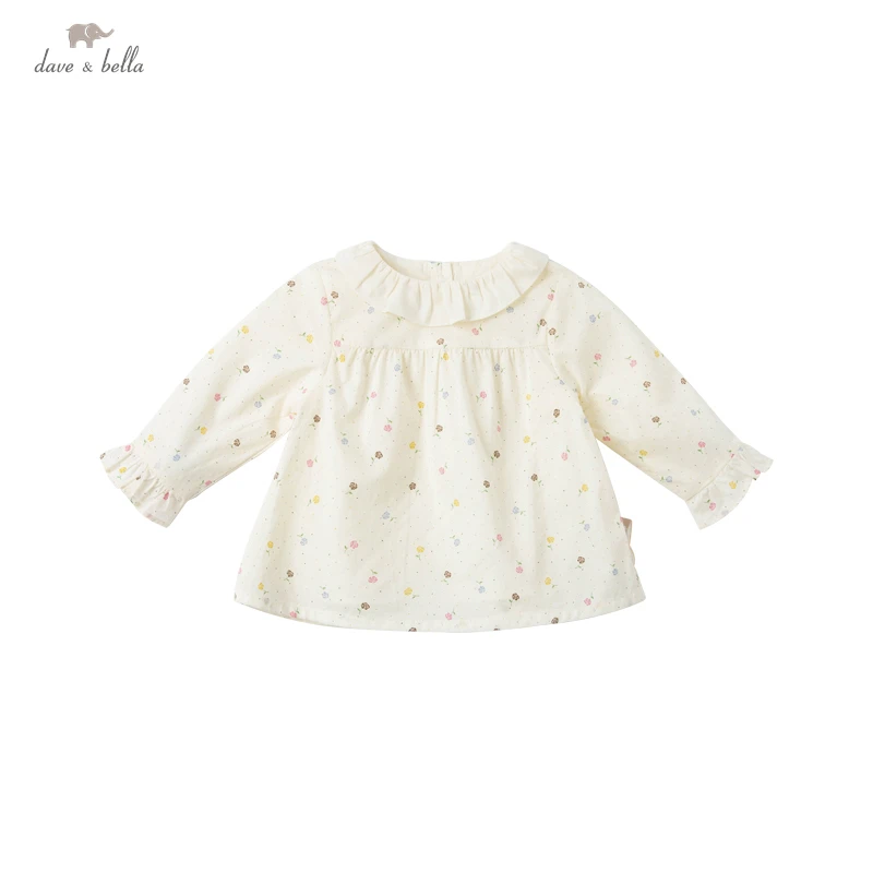 

DBJ17488 dave bella spring fashion baby girls floral print shirts infant toddler tops children high quality clothes