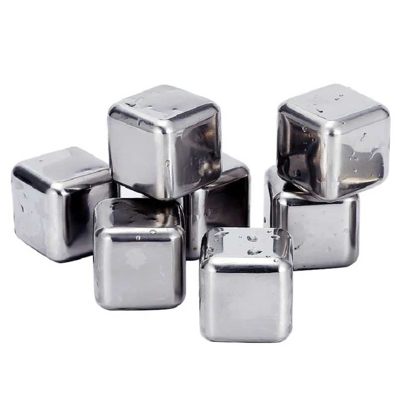 

Food Grade 304 Stainless Steel Ice Cubes Reusable Chilling Stones for Whiskey Wine Fast Cooling Cold Longer Drinking Tool Set