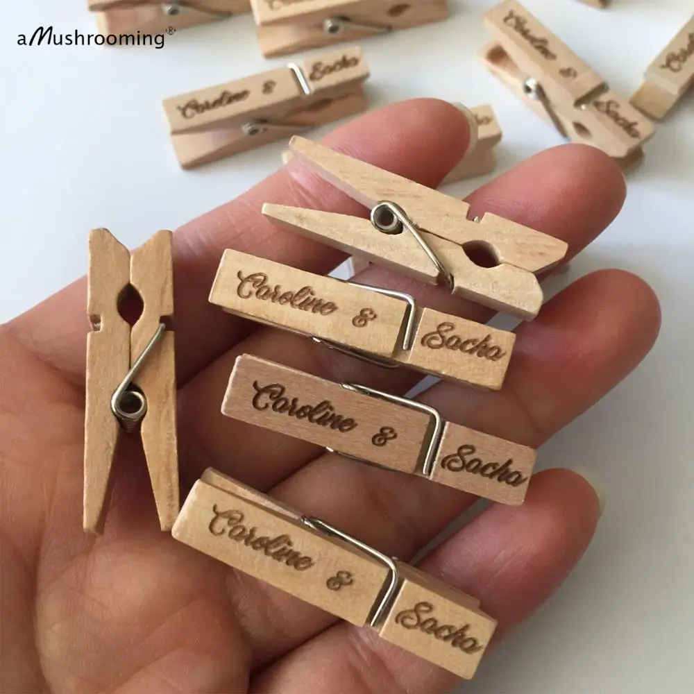 Индивидуальные мини-прищепки для одежды с лазерной гравировкой Деревянные