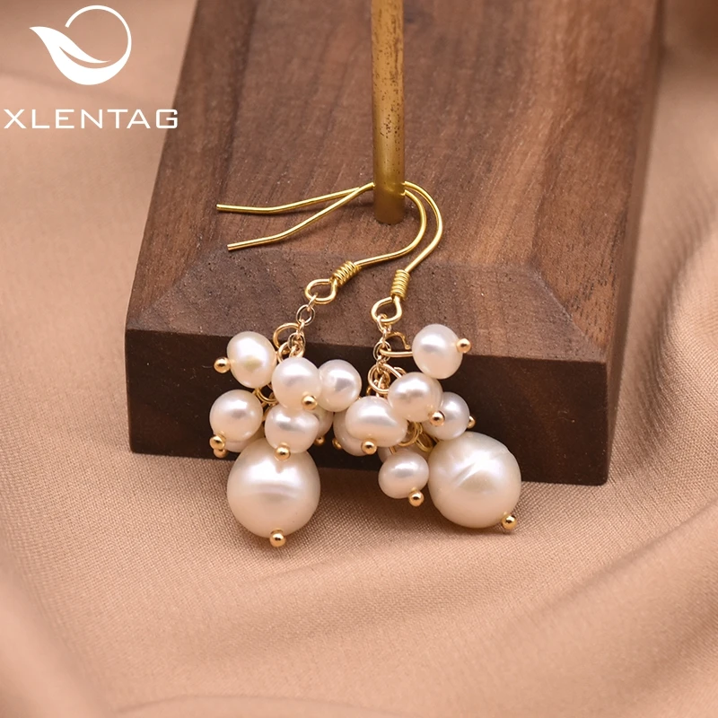 XlentAg оригинальные висячие серьги с натуральным пресноводным белым жемчугом