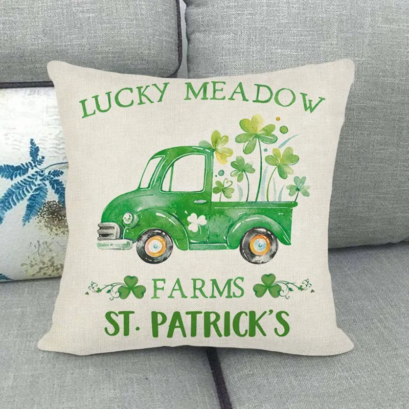 45*45 см День Святого Патрика весенний Клевер чехол для подушки хлопок льняной