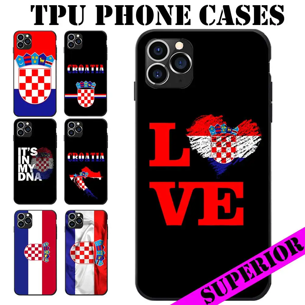 

For REDMI 5 6 7 8 T 9 A S2 NOTE 10 PRO PLUS 5G Croatia Flag Coat of Arms Text Theme Soft TPU Phone Back Cases