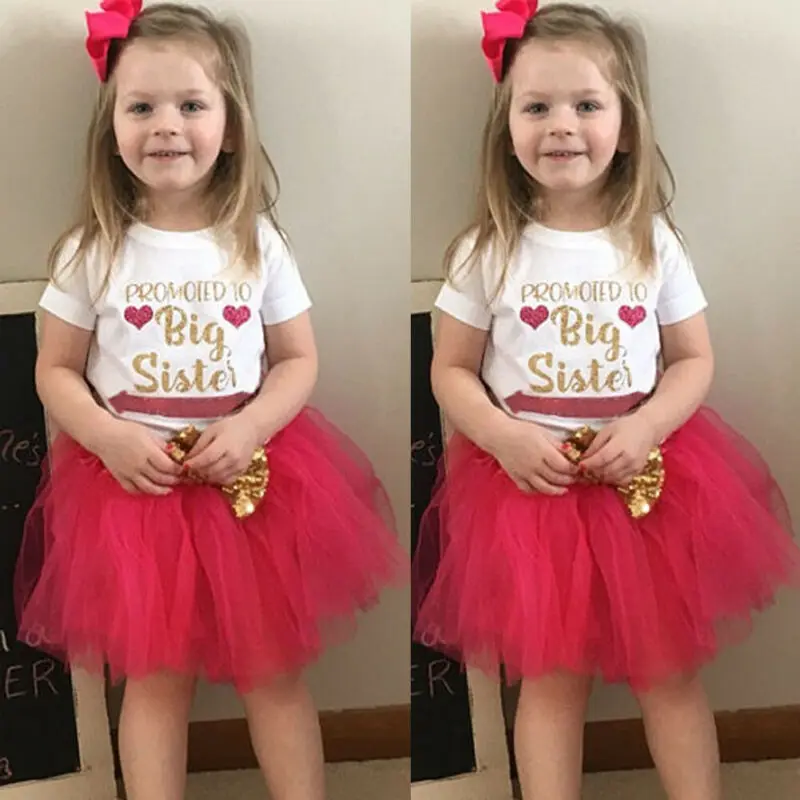 Топы с надписью Big Sister летняя хлопковая футболка для маленьких девочек топы +