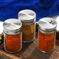 kitchen pepper spice jars rotating lid transparent glass seasoning jar kitchen organizer for home bbq seasoning sprinkler bottle