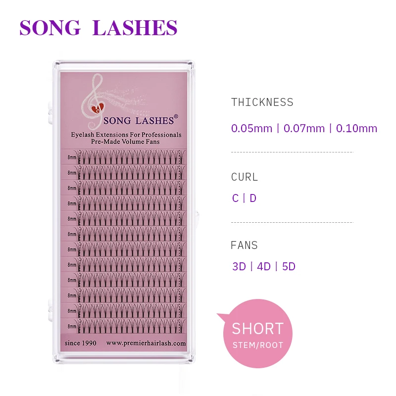 SONG LASHES 0,07 0,10 мм толщина предварительно сделанные веерные объемные веерные ресницы 3D 4D с коротким стержнем объемные ресницы наращивание ресниц