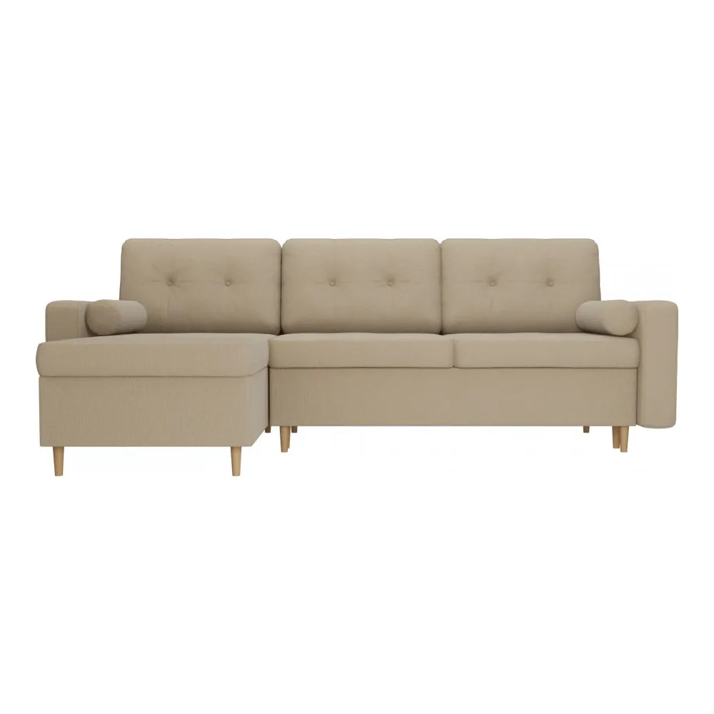 Угловой диван АртМебель Белфаст рогожка бежевый левый угол \ серый |