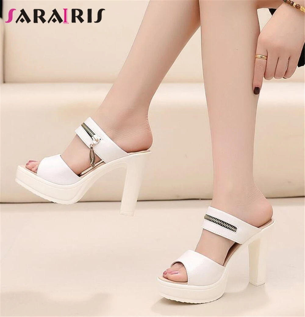 

Женские туфли-лодочки на платформе SARAIRIS, черные туфли на толстом высоком каблуке, без застежки, большой размер 33-43, для лета, 2021