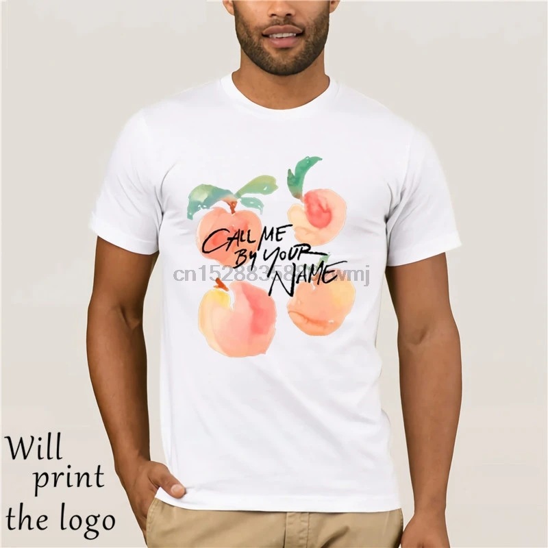 

Trendy Melon Fashion Men T-shirt Call Me By Your Name Peach Funny T shirt White Cotton Tees Short Sleeve Tops Hipster MC01