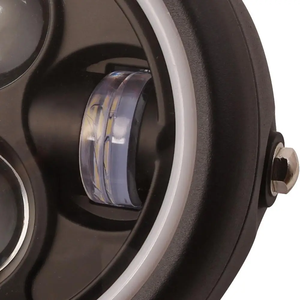 

Retro 6.5 LED Motorcycle Headlight Headlamp Bracket Angel Ring White for Cafe Racer Bobber Motor Head Light