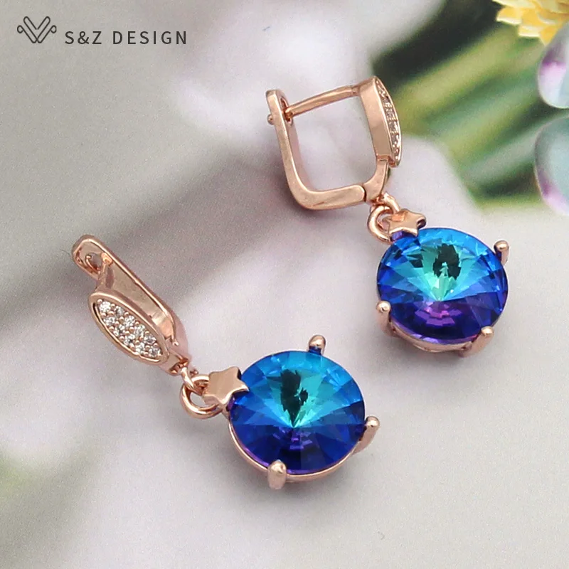 Серьги-подвески S &amp Z женские модные элегантные круглые цветные серьги-подвески