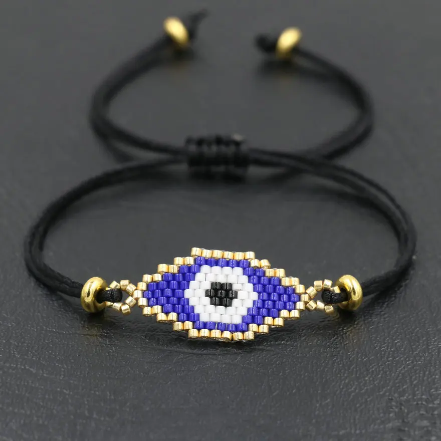 Минимализм ручной работы с клипсами Дурной глаз бусины браслет для мужчин и