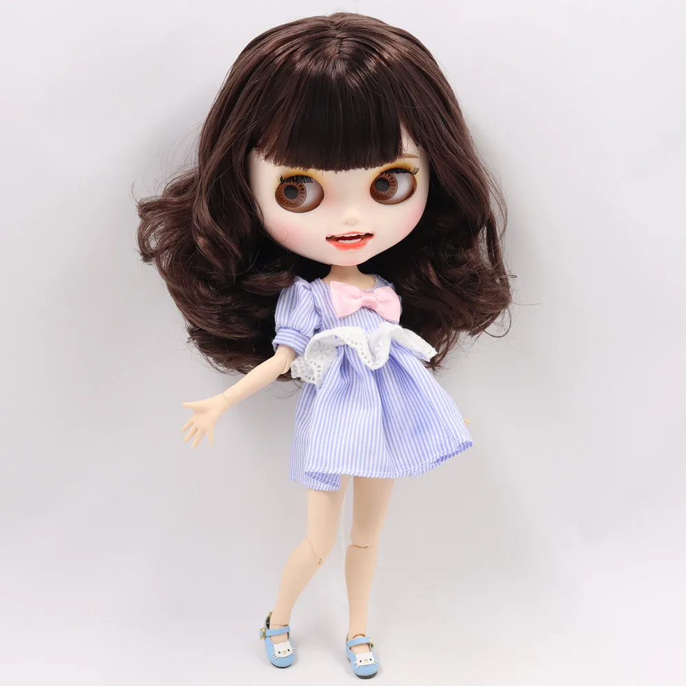

ICY DBS Blyth Doll No.BL0222 Deep Brown hair Carved lips full teeth Matte face Joint body 1/6 bjd ob24 anime girl
