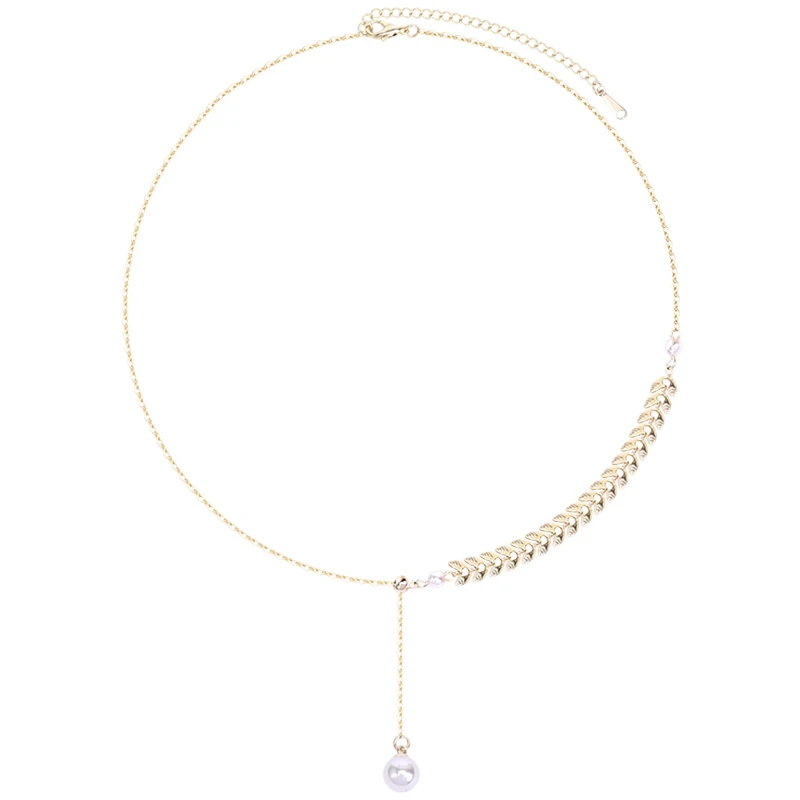 YUN RUO Rose Gold Wheat Ear Pearl Tassel Pendant Necklace Titanium Steel Jewelry Woman Birthday Gift Never Fade Drop Shipping | Украшения и