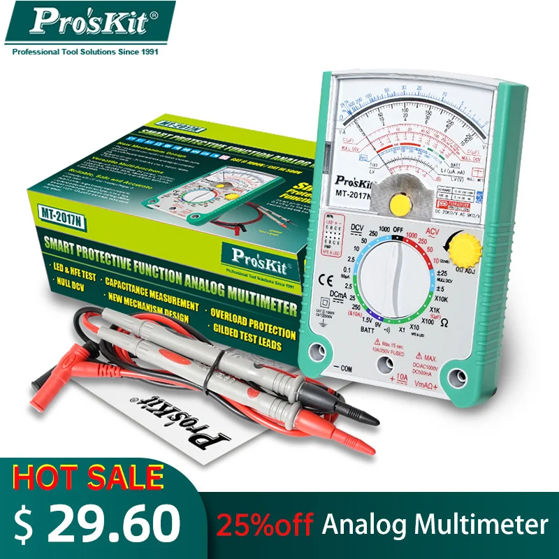 Стандартный аналоговый указатель Pro'sKit мультиметр с защитной функцией