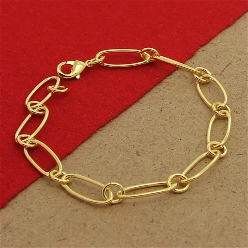 Классический 925 стерлингового серебра ручной зажим 18K золотой браслет для мужчин