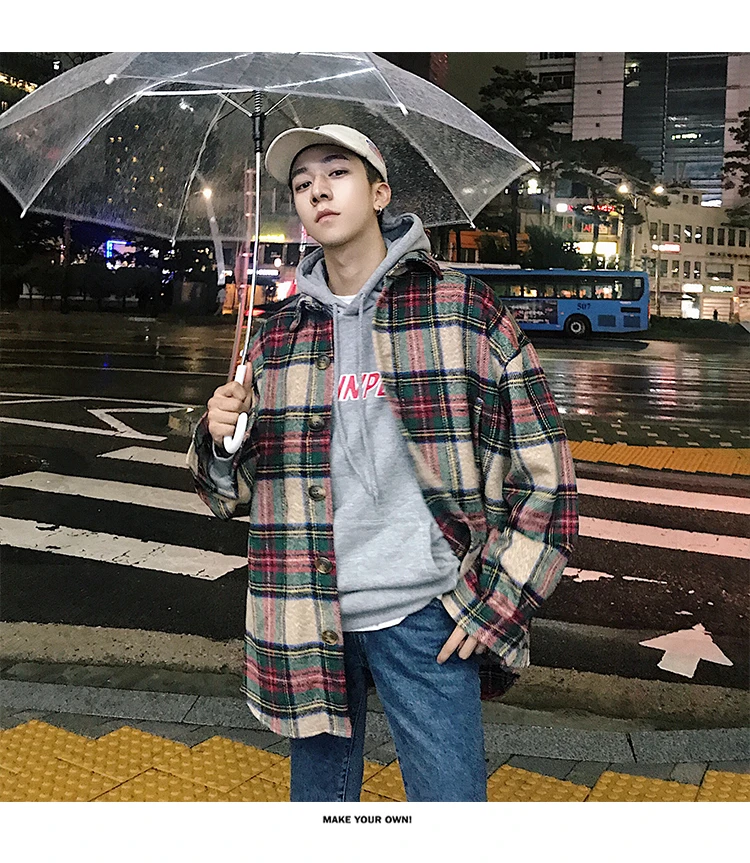 LAPPSTER-Youth мужские уличные Клетчатые Шерстяные Пальто Harajuku винтажные корейские стильные куртки пальто мужские s хип хоп куртки ветровки