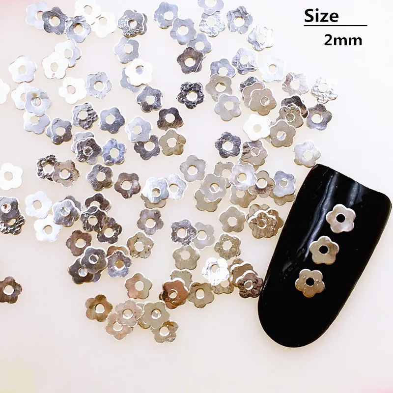 

1000PCS 5-Petals Flower Studs Rivets Metallic Slice Salon Gold Silver Nail Art DIY Decoration 2MM