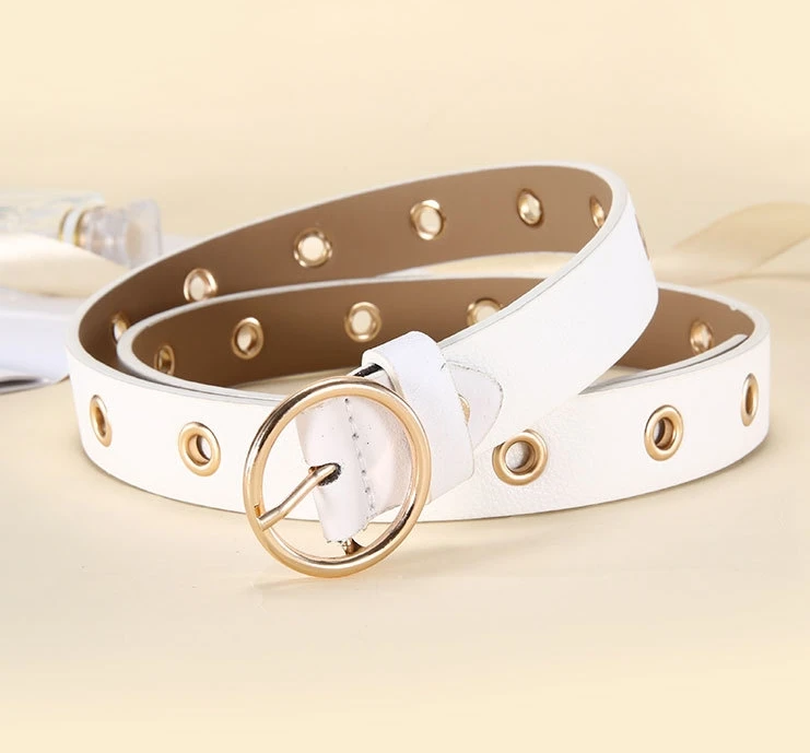 

Women Leather Belt Round Metal Pin Buckle Circle s Hot Brand Fashion Punk O Ring for