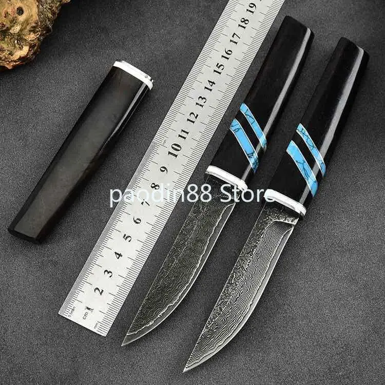 Фиксированный нож Katana с ножом из дамасской стали ручка черного дерева походный