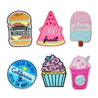 new baby t shirt with embroidery patch accessories cartoon fruit lemon watermelon pineapple ice cream iron on diy patches