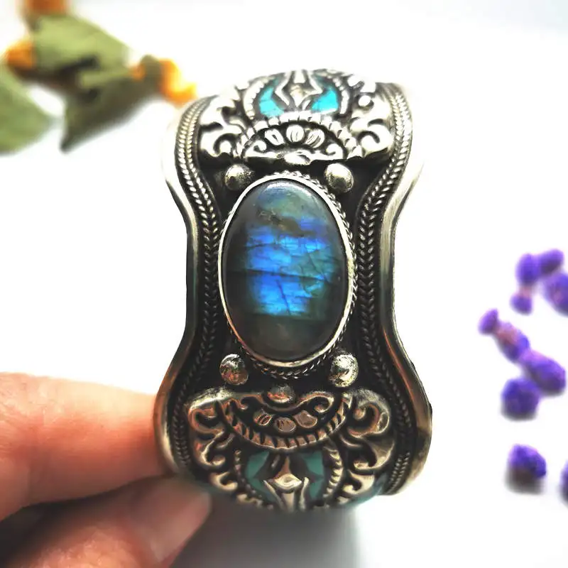 BB 201 тибетские ювелирные изделия тонкая медная инкрустация натуральный камень