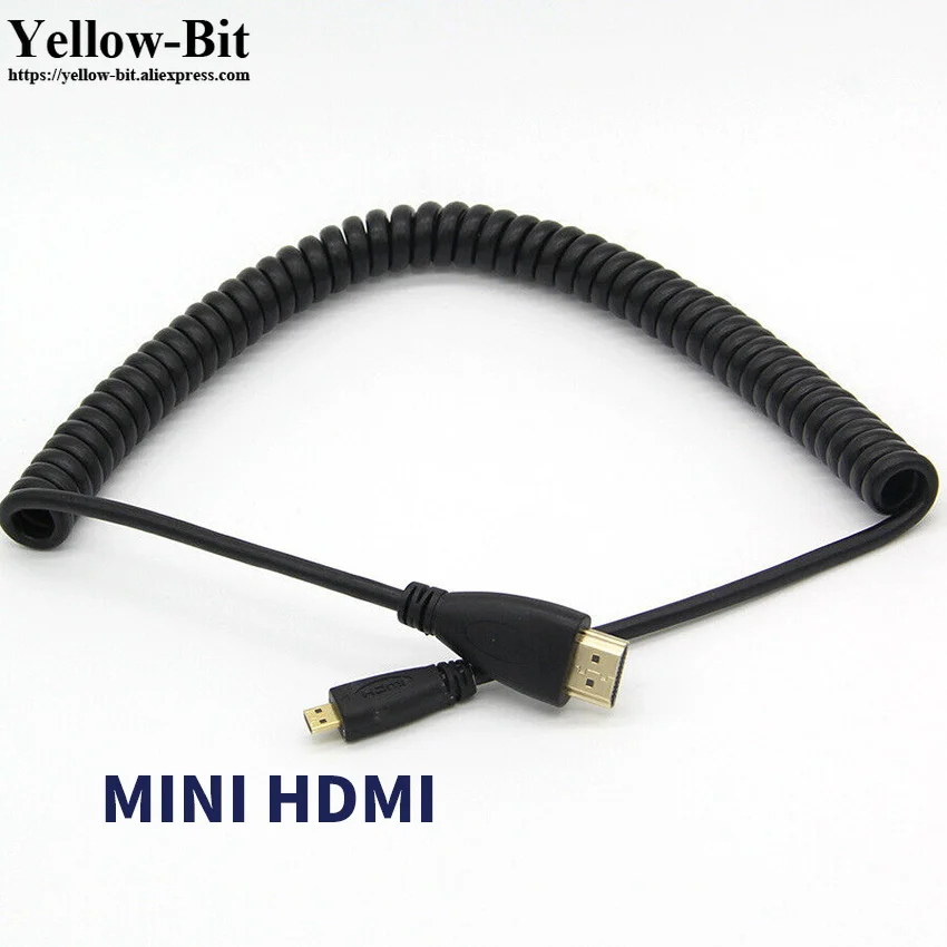 HDMI к Mini Мужской кабель спиральный Высокоскоростной Поддержка 1080p Ethernet и возврат