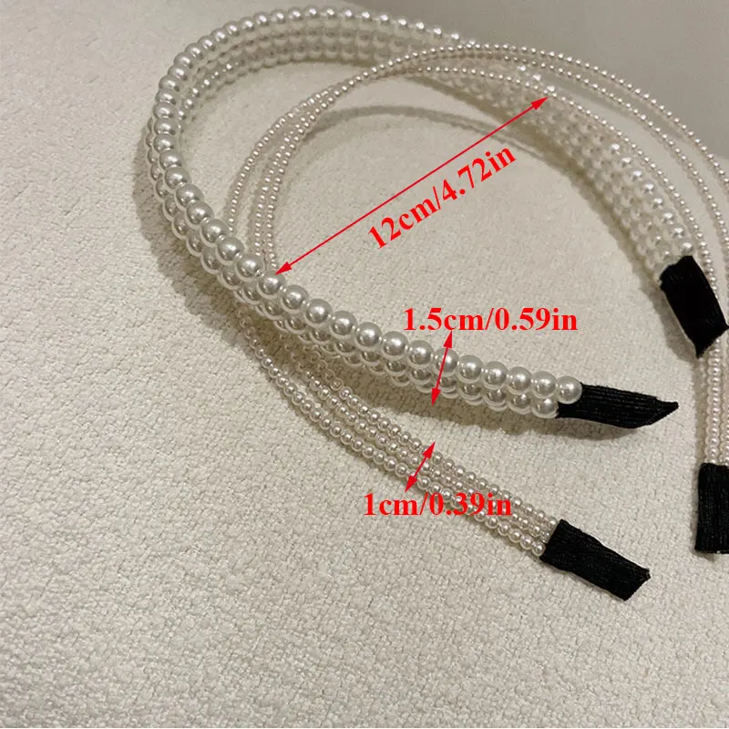 

2021 New Women Elegant Full Pearls Hairbands Sweet Headband Three-layer Pearls Lady Hair Hoops Fashion Accessories