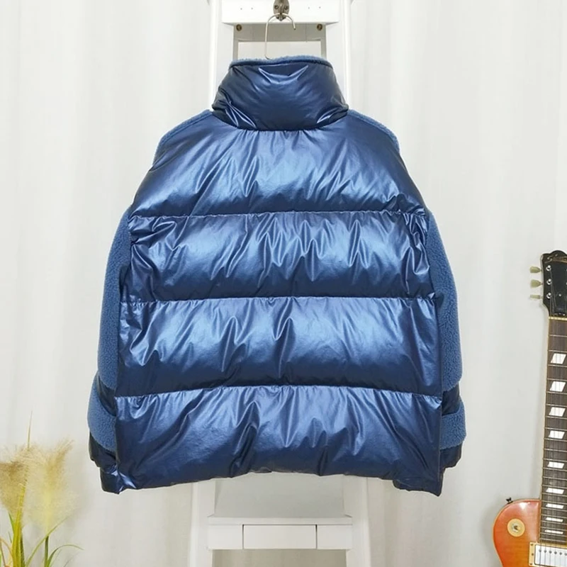 Fitaylor зимние свободные белые пуховики на утином пуху Женская Лоскутная парка из