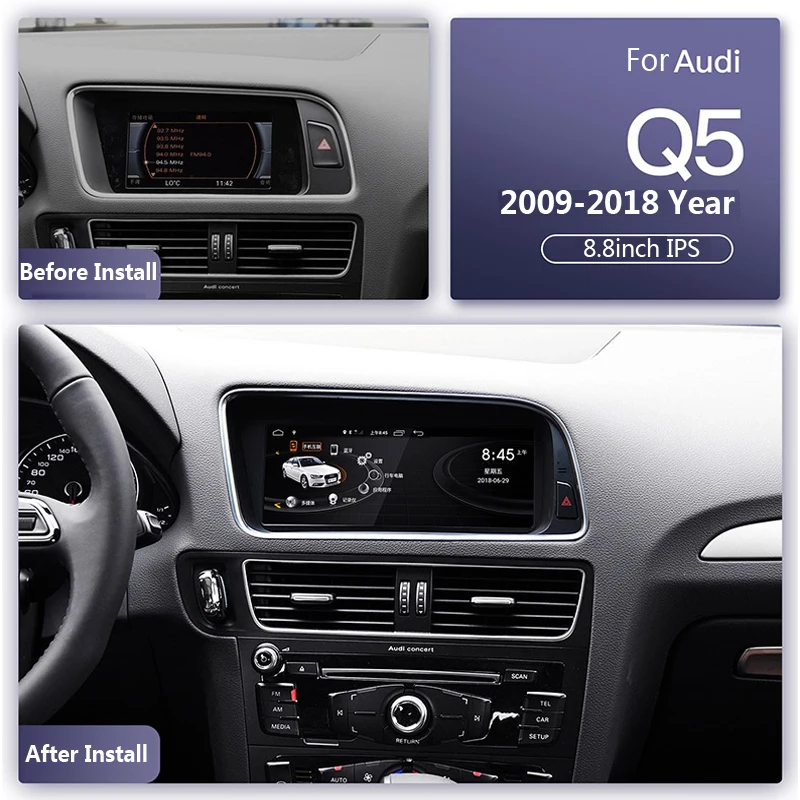 Автомобильная магнитола Carplay 8 дюйма Android 10 GPS-навигация для Audi Q5 2009-2018
