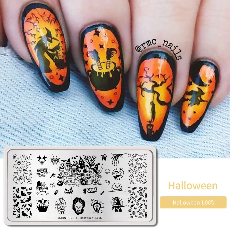 Halloween8 BORN PRETTY дизайн ногтей штамп штамповка шаблон цветок геометрии любовь DIY маникюр изображение пластины из нержавеющей стали дизайн ногтей трафарет - Цвет: Halloween8