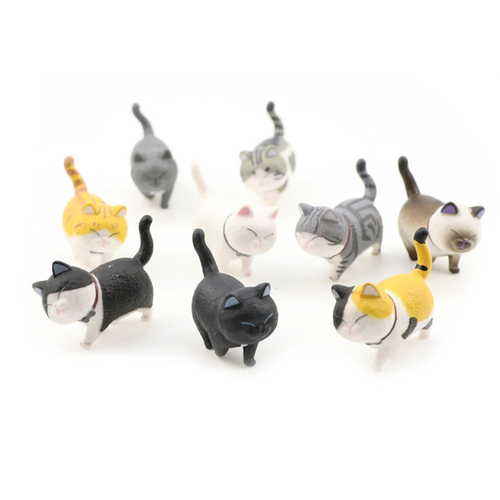 9Pcs Cute Rotary Cartoon Doll Cat Toy Desktop Ornament Cake Decor Kids Gift Lifelike Dolls Realistic Simulation Decoration | Дом и сад