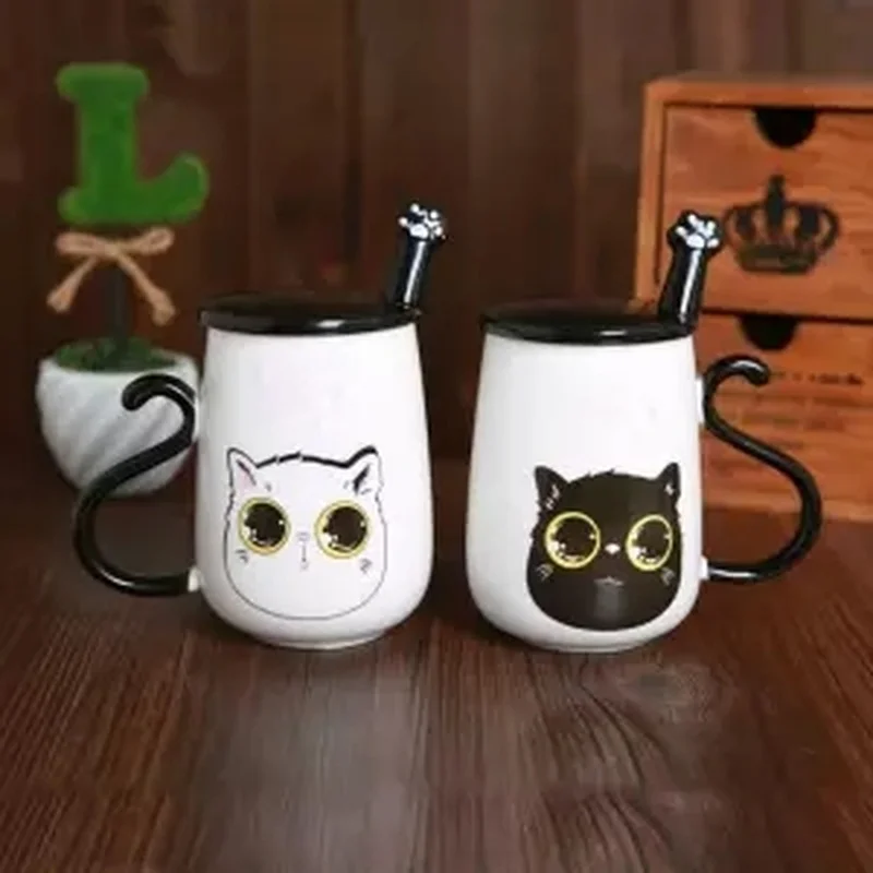 Креативная керамическая чашка парные кружки пара ложек с ложкой милая для воды