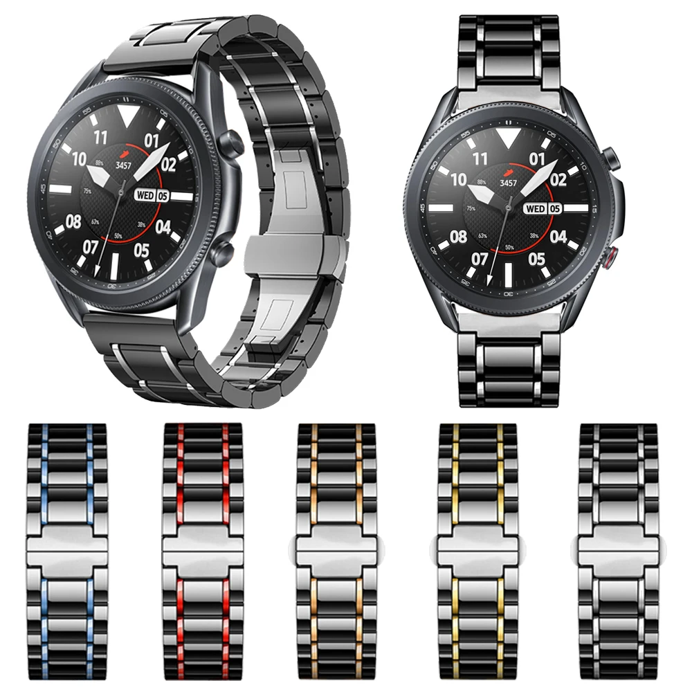 

Ремешок керамический для Samsung Galaxy Watch 3 45 мм 41 мм, браслет из нержавеющей стали с керамической застежкой-бабочкой для Galaxy Watch 3 45 мм 41
