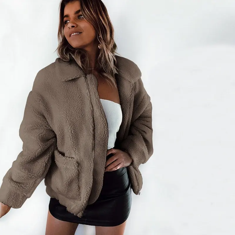 

Fashion Women Thick Warm Coat Fleece Jacket Zip Ladies Winter Chunky Outwear