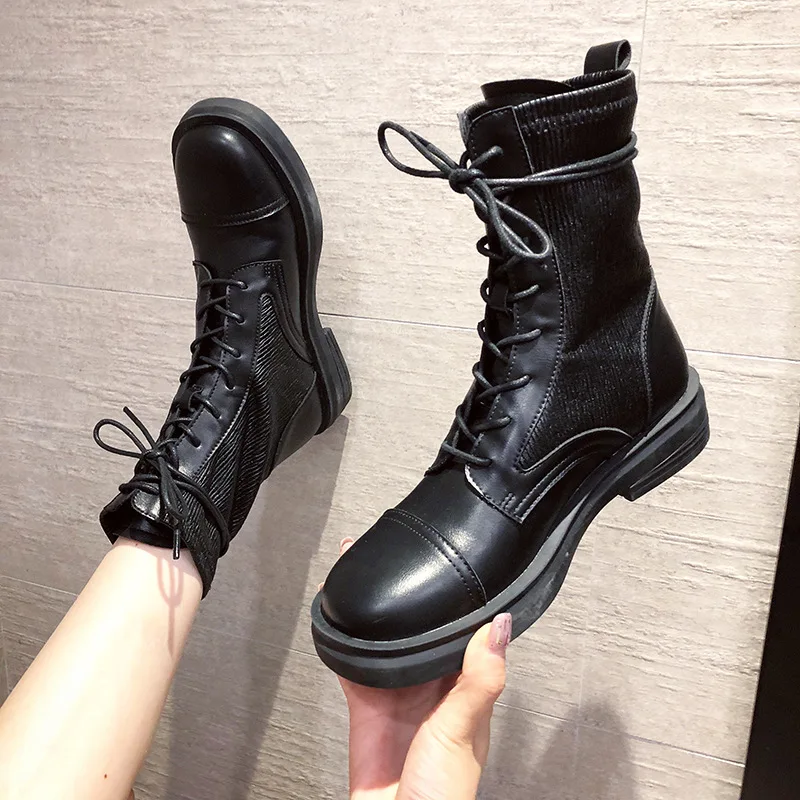 

Women Boots High Quality Leather Platform Winter Boot Martins Casual Motorcycle Woman Shoes Fashion Women Boots 2020 Q10-18